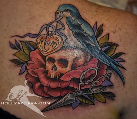 Holly Azzara - Mom Bird with skull and rose